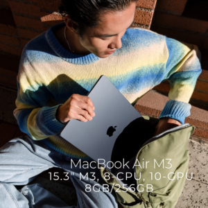 MacBook Air (15.3 inci, M3, 2024) 8C CPU, 10C GPU, 8GB Memory 256GB Storage