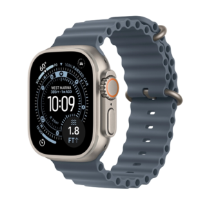 Apple Watch Ultra 3 Natural Titanium - Ocean Band - Anchor Blue