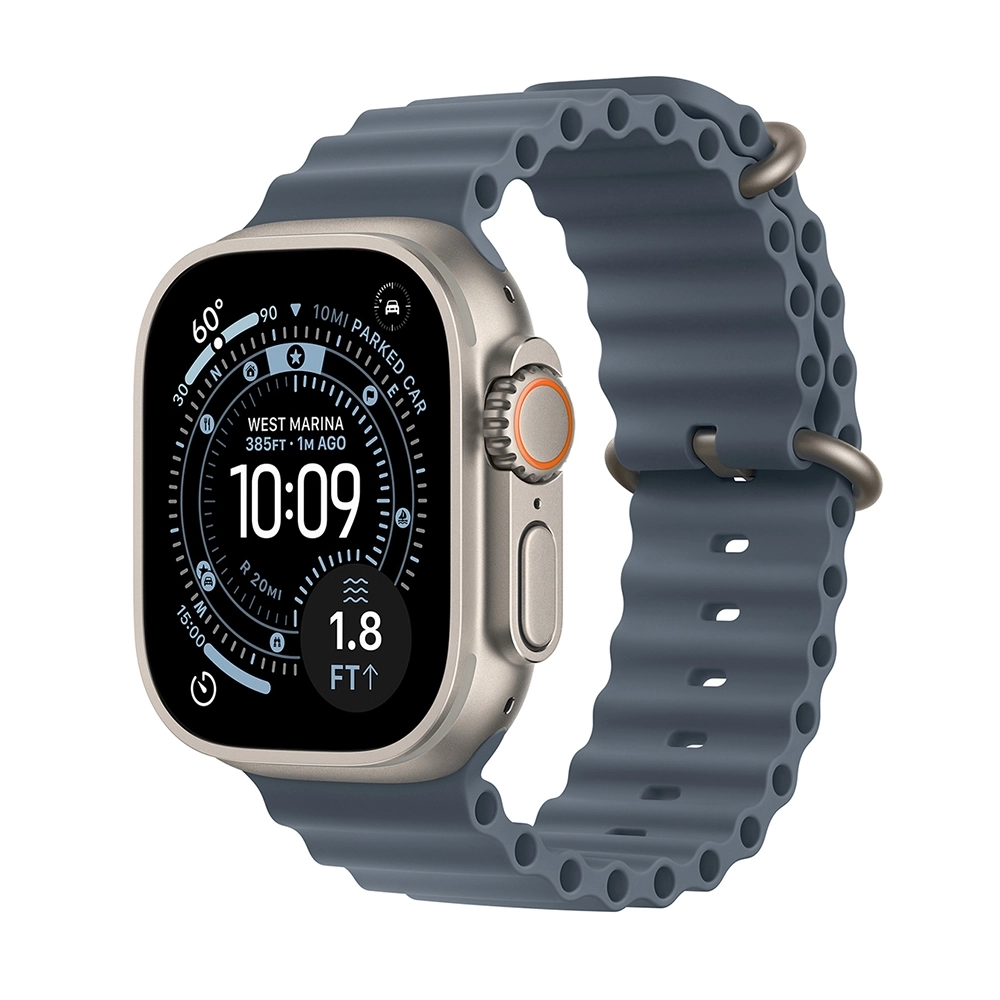 Apple Watch Ultra 3 Natural Titanium - Ocean Band - Anchor Blue