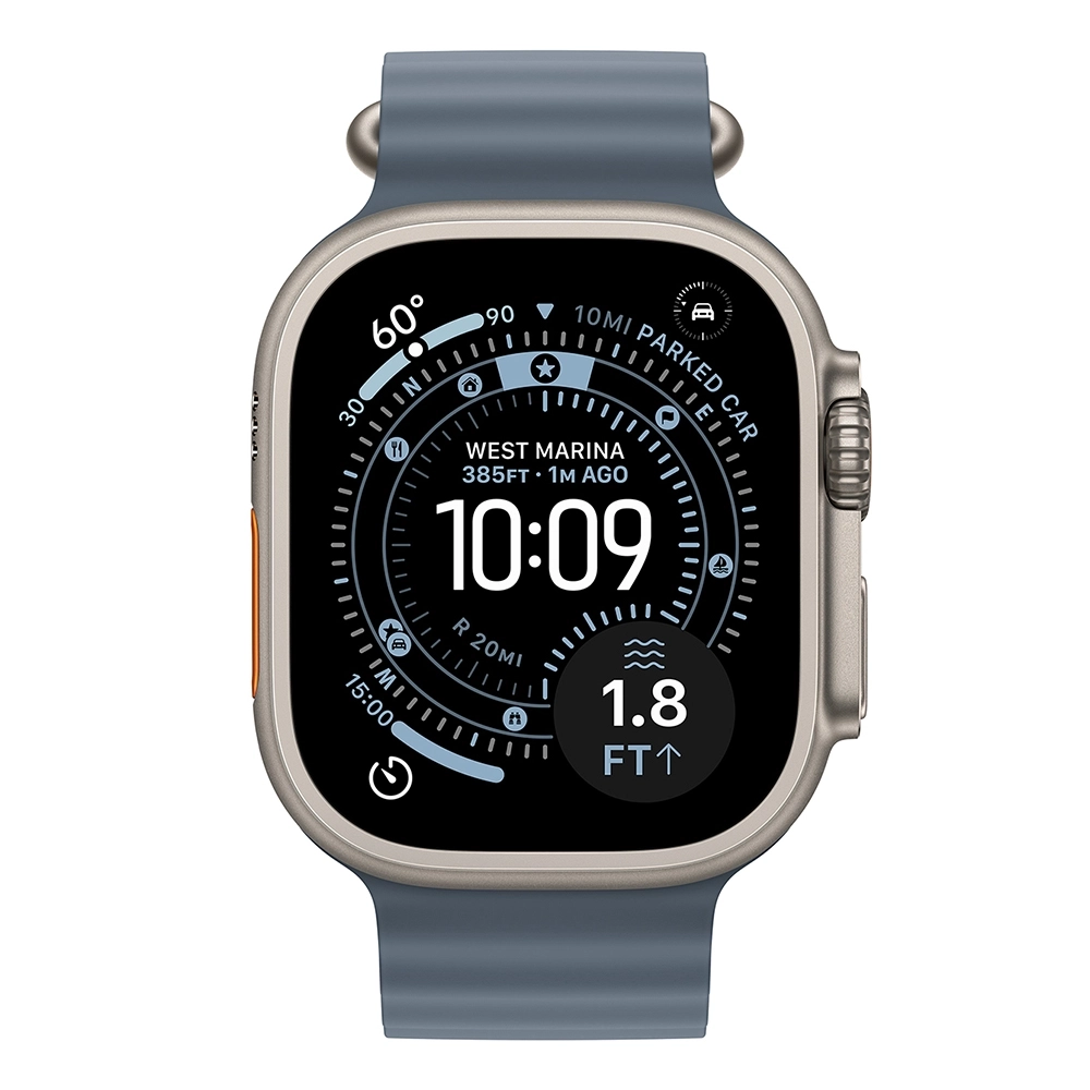 Apple Watch Ultra 3 Natural Titanium - Ocean Band - Anchor Blue - Image 8